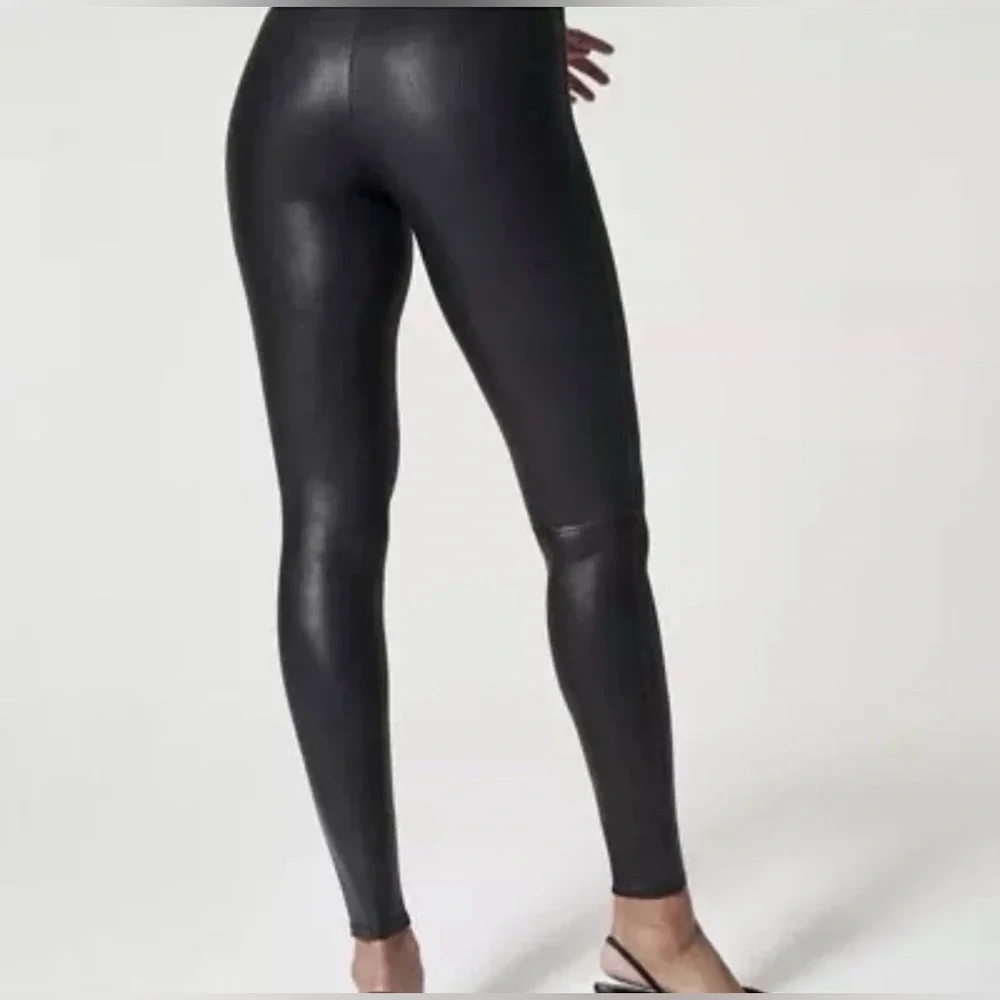 Spanx Faux Leather Black Leggings Womens Size Large - Picture 2 of 9